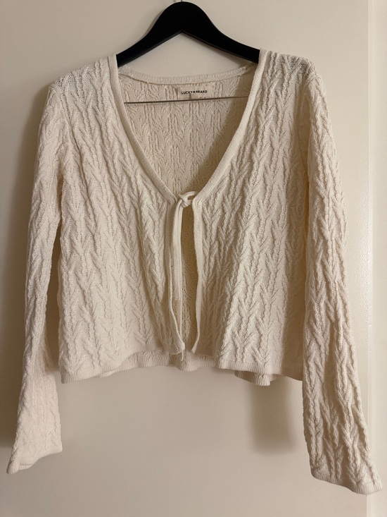 Lucky Brand Tops - Lucky Brand Ivory Knit Tie-Front Sweater